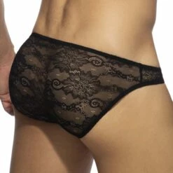 Slip Addicted Flowery Lace AD1078 -MEN ATTITUDE Ventes Slip ad ad1078 noir 3