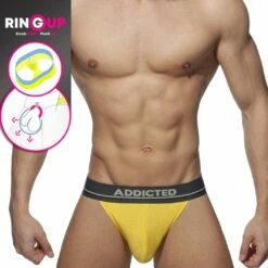 Slip Bikini Cockring Addicted Mesh AD932 -MEN ATTITUDE Ventes Slip addicted AD932 jaune 5
