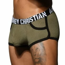 Boxer Andrew Christian Military Mesh 92596 -MEN ATTITUDE Ventes boxer ac 92596 kaki 4